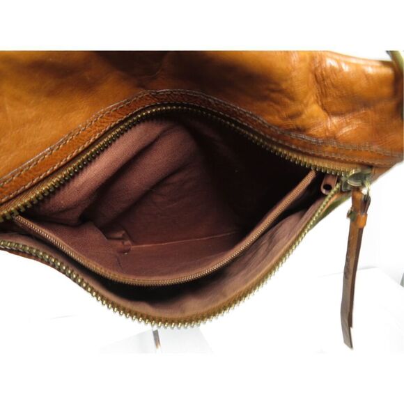 Vtg Fossil Colorful Patchwork Camel Brown Leather Crossbody Shoulder Bag KEY - Picture 6 of 8